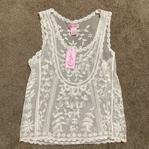 Candies size small ivory lace sleeveless shirt NWT